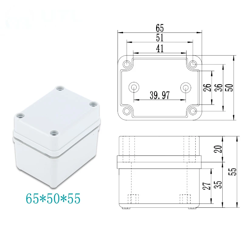 ABS Пластик IP67 Водонепроницаемый распределительная коробка DIY открытый распределительная коробка ответвительная коробка кабеля - Цвет: 65x50x55