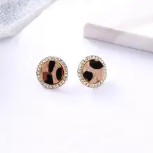 MENGJIQIAO корейские новые популярные зимние леопардовые круглые серьги-гвоздики для женщин темперамент Стразы геометрический Букле д 'ореиль