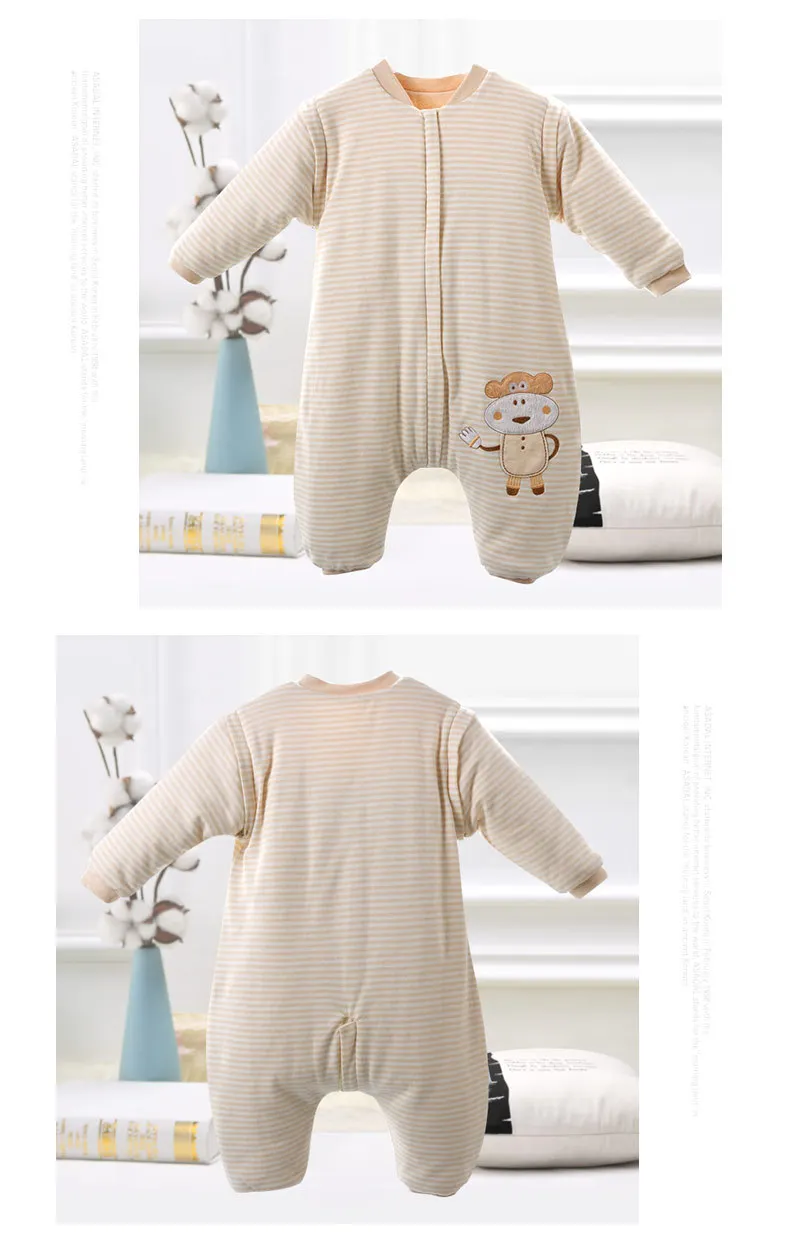 Мультфильм хлопок конверт для ребенка Пеленальное Одеяло анти-удар съемный рукав новорожденный ребенок спальный мешок утолщенная коляска
