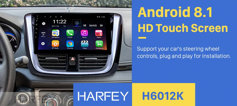 Clearance Harfey 2Din Android 8.1 10.1" GPS Car Radio Head Unit For 2014 2015 2016 2017 TOYOTA VIOS Yaris Multimedia Player Stereo 0