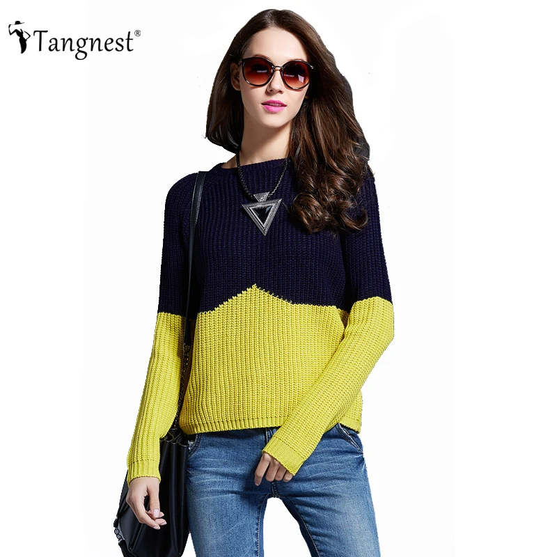 TANGNEST/осенние модный пэчворк Для женщин Свитеры для Повседневное свободные