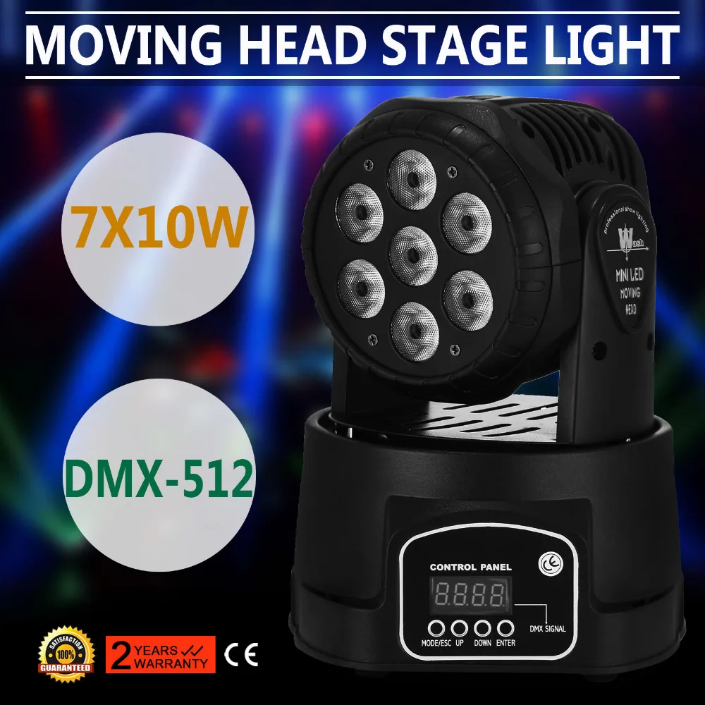 

Moving Head Light 2 Pcs 7x10W Stage Light RGBW 4 in 1 LED Moving Head Stage Light 4 Control Mode DMX 512 for DJ Disco Party
