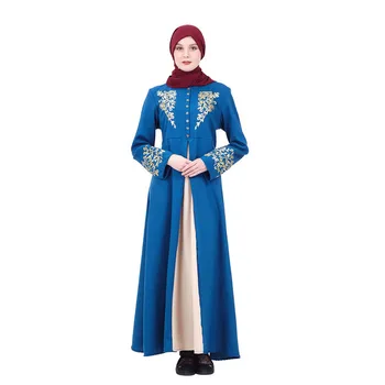 

Focal20 Muslim Women Robe Turkey Middle East Women's Muslim Dress Embroidery Open Cardigan Womens Muslim Robe