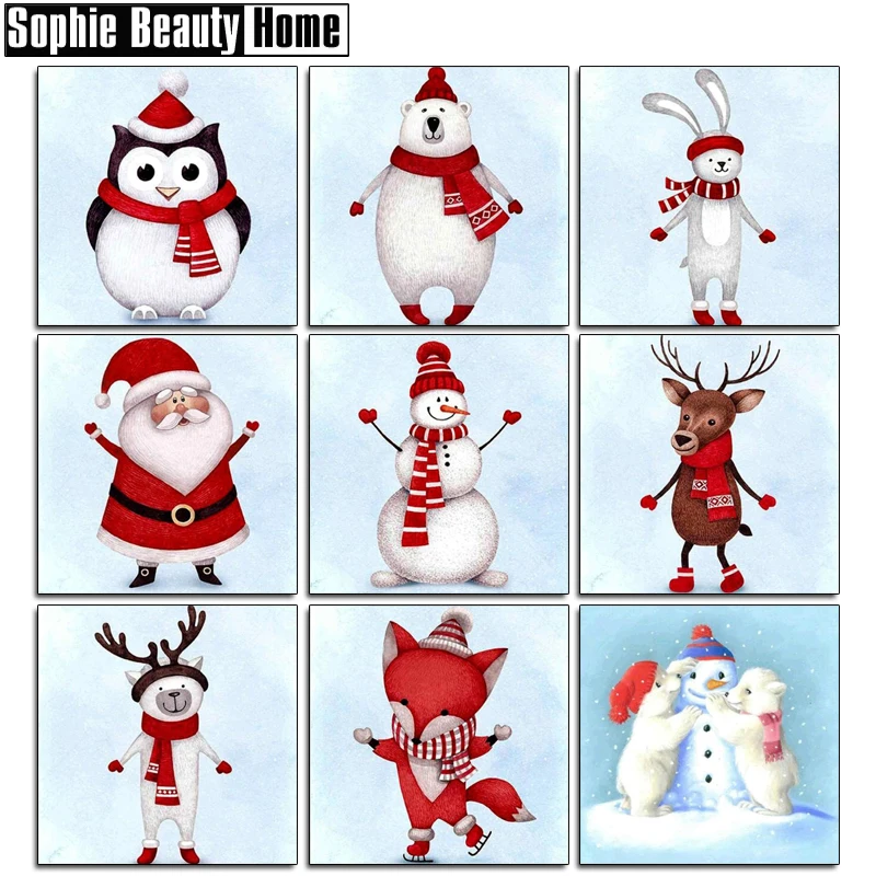 Diy 5d Diamond Mosaic Full Drill Painting Cross Stitch Cartoon Christmas Series Embroidery kit Needlework 189212 | Дом и сад