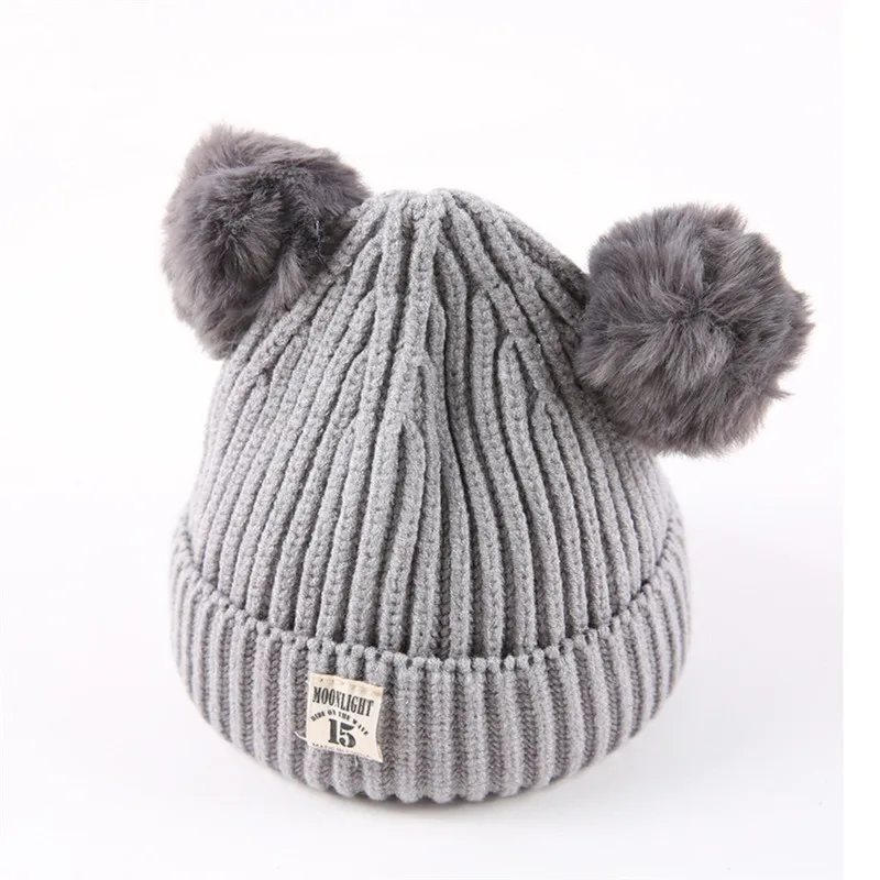 Детская шапка; детская шапочка для мальчиков и девочек; хлопковая шапка; вязаный шарик; теплые детские шапки; сезон осень-зима; casquette enfant czapka dzieck - Цвет: Gray
