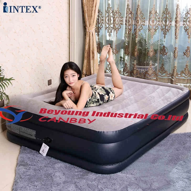 

Intex Inflatable queen raised airbed waterproof type inflatable flocked bed for adults