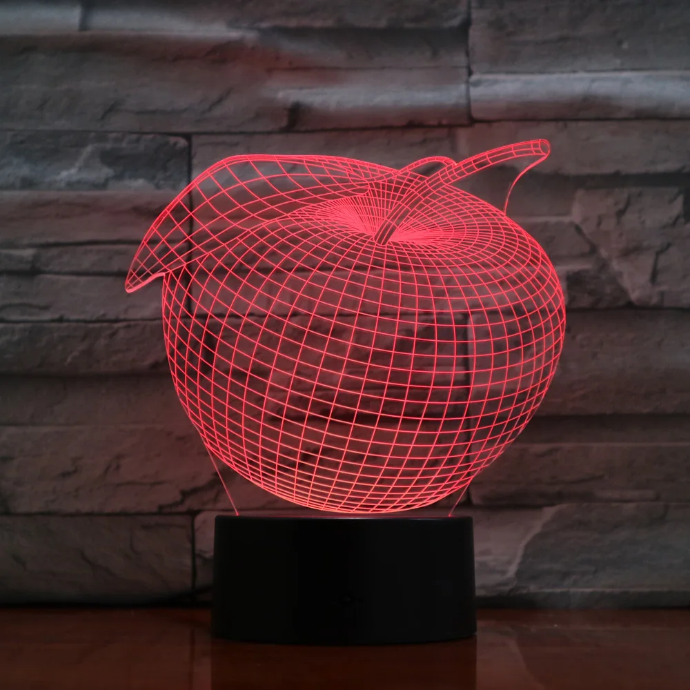 Apple LED Night Light 3d color changing Lamp Lampara decoration