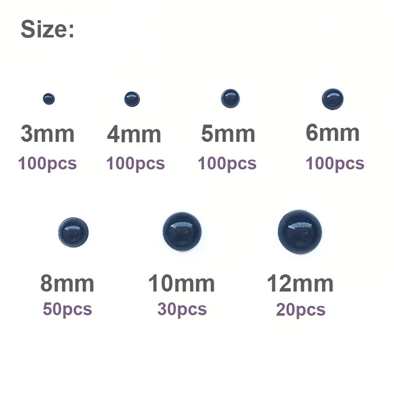 Doll Eyes 3-12mm 500pcs Round Flat Black Eyes Plastic Eyes For Dolls Making Toys For Teddy Bear Dolls Amigurumi Doll Accessories Doll Accessories Plush Doll Accessories