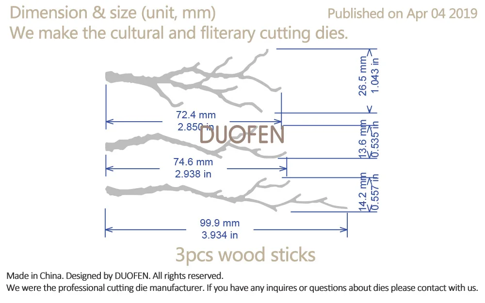 DUOFEN металлические режущие штампы 3 шт. деревянные палочки ветки Трафарет DIY скрапбук бумажный альбом новое поступление