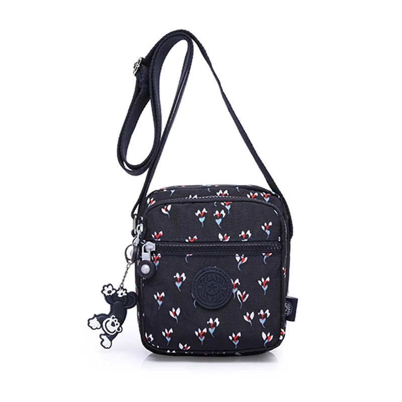 TEGAOTE, женская сумка-мессенджер, модный принт, маленькие Сумки для дам, нейлоновая сумка, женская сумка через плечо, сумка через плечо, Bolsa - Цвет: Black Flowers