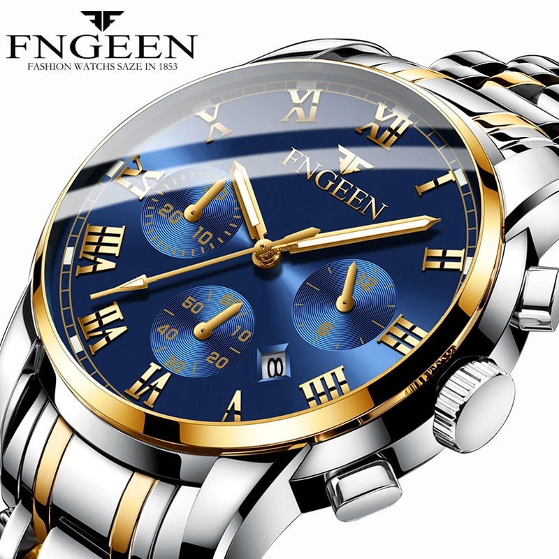 

Men Sport Watches Quartz Analog Stainless Steel Man Watch Fashion Business Male Military Blue Wristwatch Luminous Clock Reloj