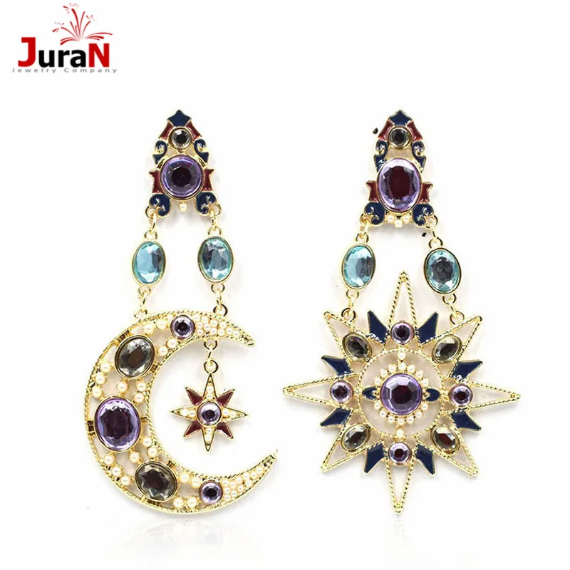 

JURAN Hot Sale Moon Star Long Earings 2019 New Arrival Stud Earrings For Women Pendant Fashion Earring Jewelry Wholesale F1304