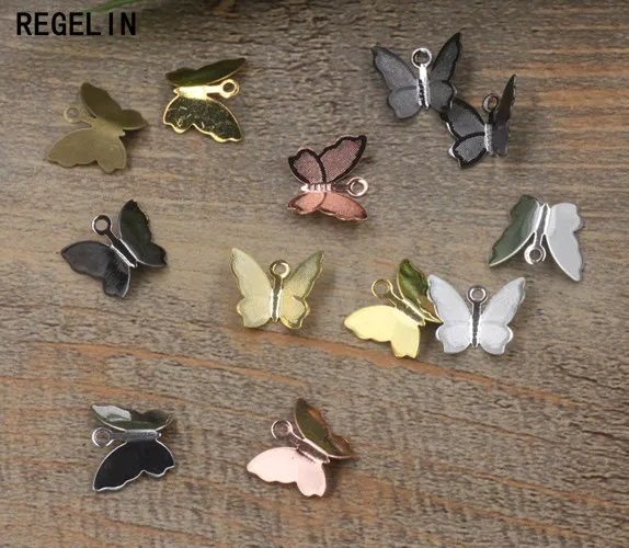 

REGELIN Butterfly Charms Silver/Gold Color Animal Shape Jewelry Making Finding 100pcs/lot 11x13mm DIY Necklace Bracelet Handmade