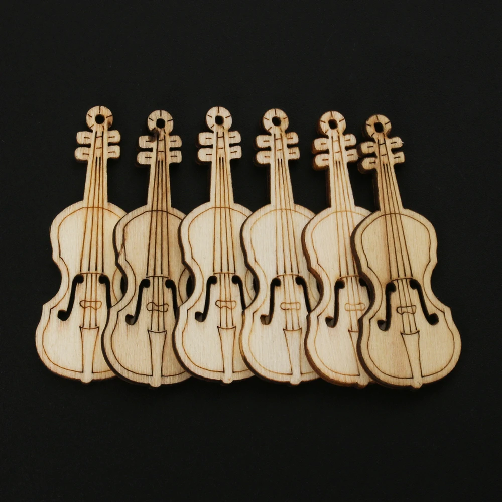 

10Pcs Unfinished Violin Shape Wood Cutout Chips For Board Game Pieces Arts Crafts Projects Ornament Scrapbooking Embellishments