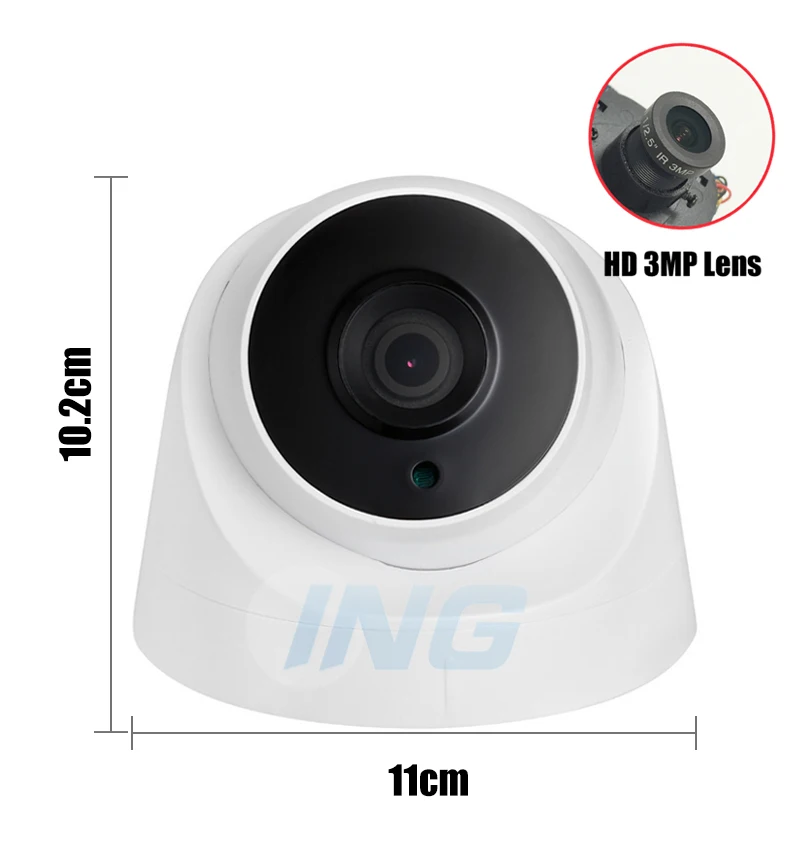 H.265, 3MP, 1296 P/1080 P, IP камера, ночное видение, массив, светодиодный, для безопасности, для помещений, купол, ONVIF, P2P, IP CCTV, видеонаблюдение, HD Cam система