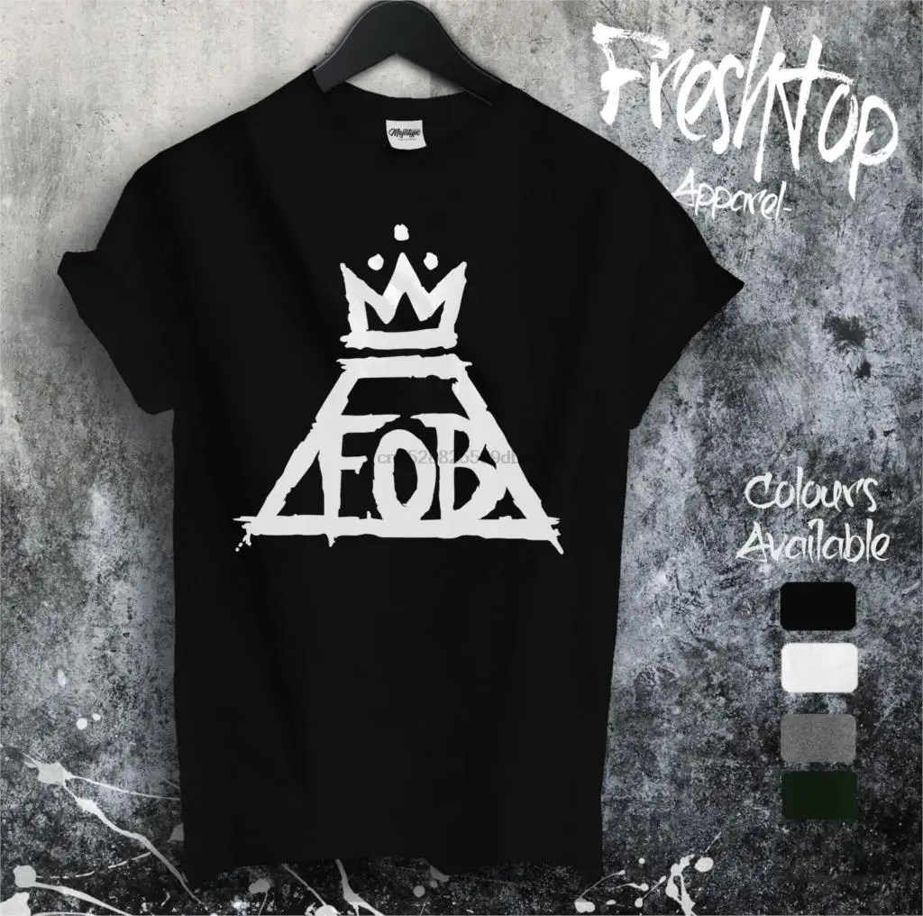 

Fall Out Boy FOB T Shirt Rock N Roll Crown Patrick Stump Panic! At The Disco Men T-Shirts Short Sleeve O-Neck Cotton