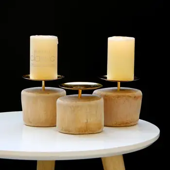 

PINNY Vintage European Candlestick Natural Wood Candle Stand European Home Decorations Wooden Candle Holder European Crafts