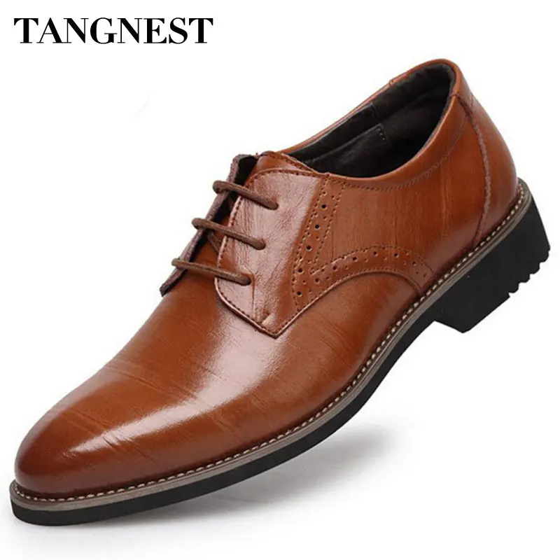 blue Qualité Mode D'affaires Black Lace Split Casual yellow Xmp367 Tangnest brown Cuir En Hommes Homme up Appartements Oxford Chaussures De 2018 Bullock Brown Haute HqtYRv
