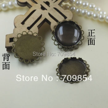 

free shipping!!! 100pcs/lot 20mm antique bronze crown lace cabochon setting tray jewelry findings