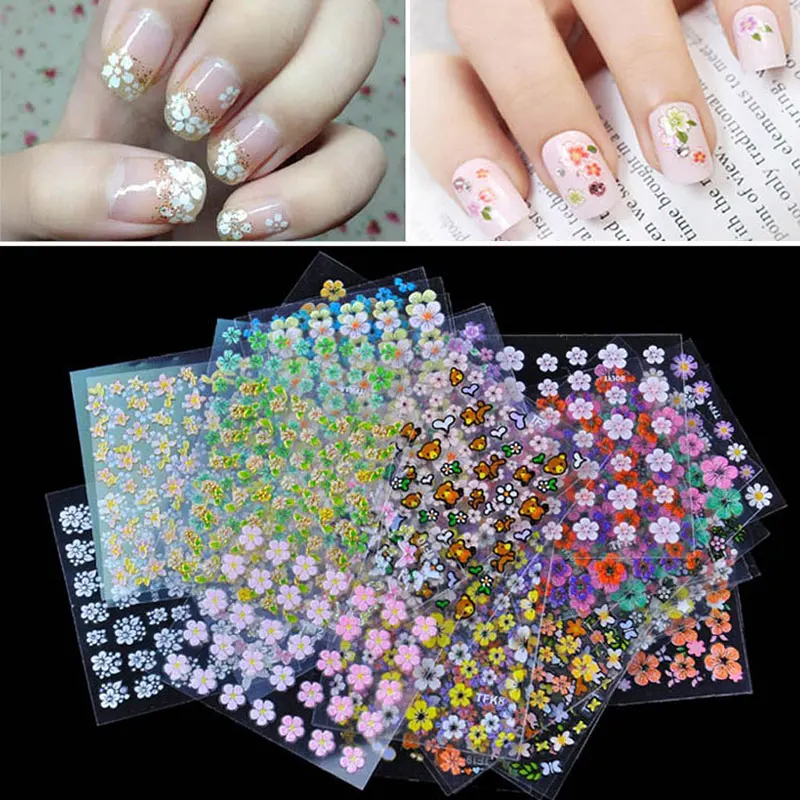 

2018 30 pcs Floral Design Manicure Transfer Nail Art Tips Stickers Decals 3D Flowers Beauty Tickers For Nails