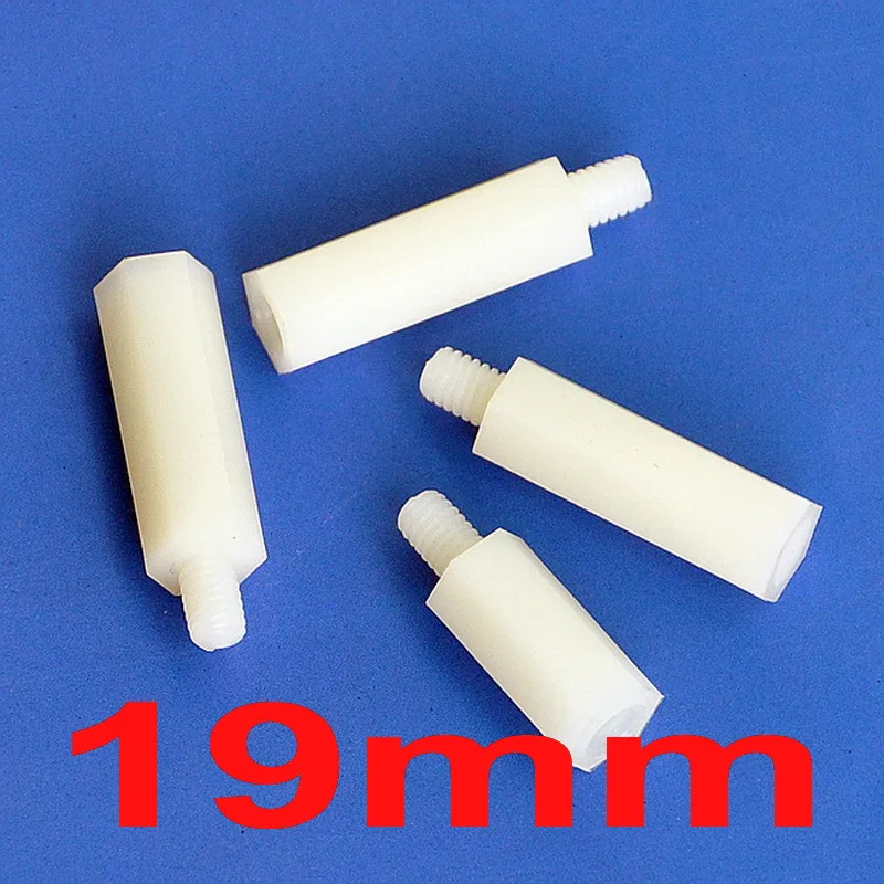 

(10 pcs/lot ) 19mm Nylon M4 Threaded Hex Male-Female Standoff Spacer, Hexagonal.