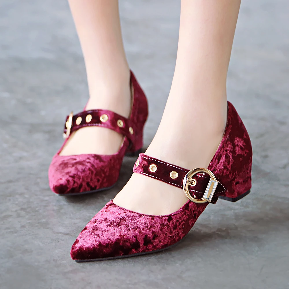 

New Plus Big and Small 32-48 Size 4 color New Spring Autumn Women's Pumps Women Shoes pointed Toe Square heel 769-2