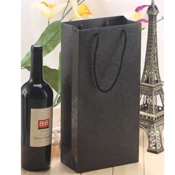 

Ocean Texture Black UV firm paper bag /black Double red wine bag Handbag / alcohol bee Craft firm gift bag 35x17x9cm 100pcs/lot