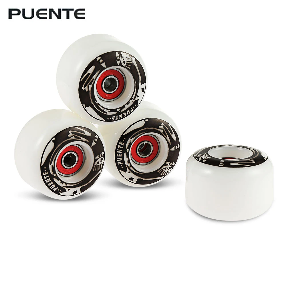 

PUENTE 4pcs 60x55mm Skateboard Wheels Durable High resistant PU Skate Wheels Longboard Cruiser Wheels for Ollie Punk and Jumping
