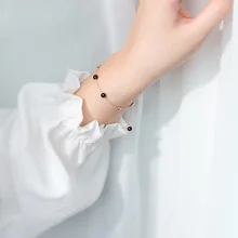S925 Серебряный браслет Романтический женский Корейская версия небольшой fFesh гранатовый браслет сладкий красный шарик рукой ювелирные изделия Рождественский подарок