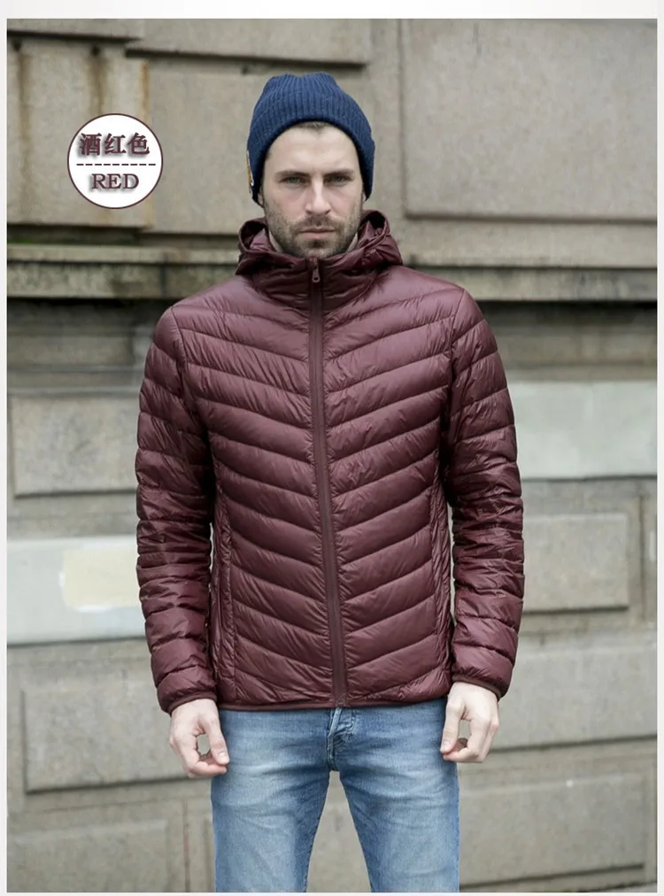 black puffer jacket New autumn winter ultra thin duck down men jacket plus size XXXL hooded jacket for men fashion mens Outerwear coat waterproof puffer jacket