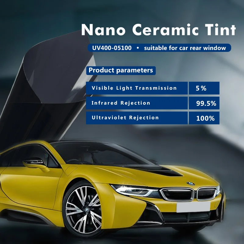 Sunice Темно-Черная оконная пленка 5% VLT УФ-защита нано керамический оттенок боковое окно автомобиля фольга Солнечная защита оттенок 1,52x10 м/6" x33ft