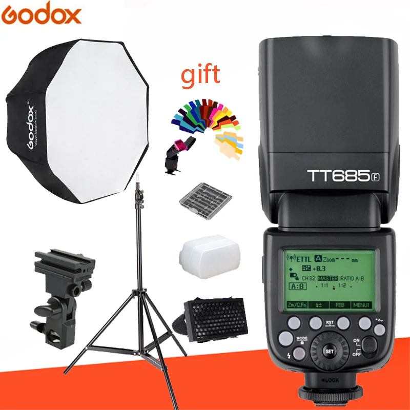 

Godox TT685S flash kit + 80cm umbrella softbox + B tool + SN302 1.9CM light stand and free gift, for SONY camera