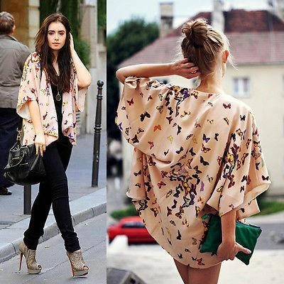 2016 moda señoras mariposa abierto capa casual blusa suelta kimono chaqueta yeuw|kimono jacket|jacket cardiganfashion jacket -