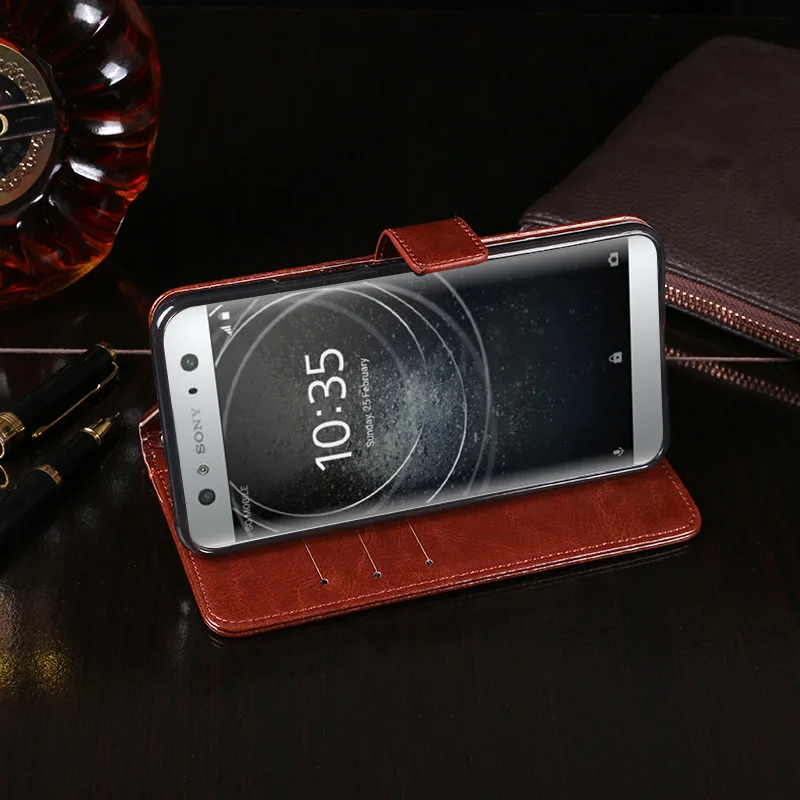 Прочный кожаный защитный чехол книжка iTien для Sony Xperia C5 Ultra E5 L1 L2 бумажник из ТПУ и