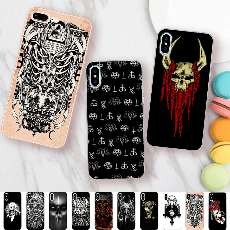 

Satanic Skull Case for iPhone X 5 S 5S XR XS Max 6 6S 7 8 Plus Cover Clear Capas Soft Silicone Phone Fundas Capinha Coque