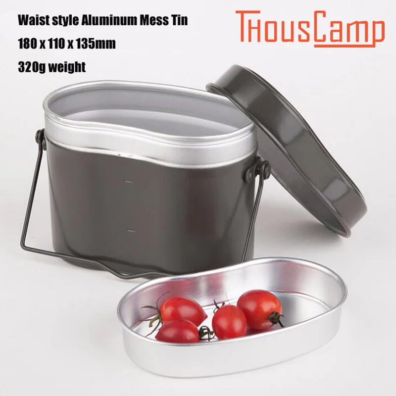Al aire libre Camping picnic utensilios de cocina para cocinar de Bento almuerzo, cena cajas olla tazón de sopa con mango para militar alemán