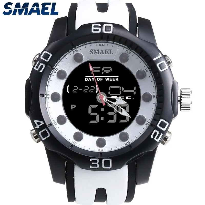 

Fashion SMAEL Brand New Cool Men Watch Quartz Design Dual Time Display Smart Casual Hot Selling Watch Waterproof LED Clock 1112