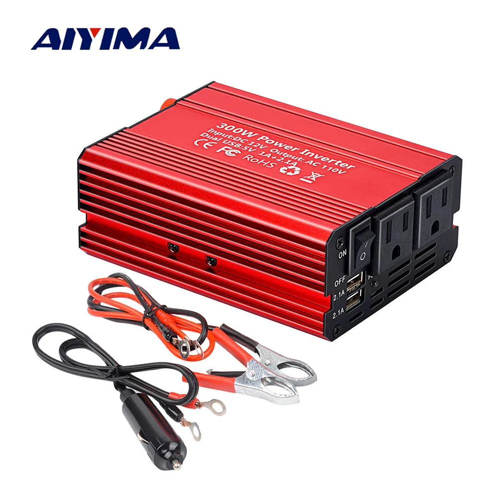 

SUNYIMA 300W Inverter DC12V To AC110V/220V Dual USB Fast Charge EU/US Plug For Home Picnic Camping Trip