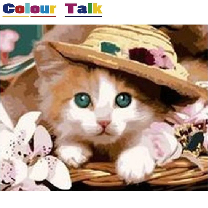

Cat Princess Oil Painting by Numbers Pictures Handpainted for Living Room DIY Unique Gift for Kids Room Home Decoration P-0344
