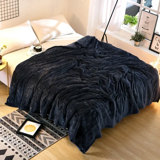 Black Pure Grey Mink Blanket Throw Blanket For Adult Soft Plush Fleece Blanket Thicker Blankets