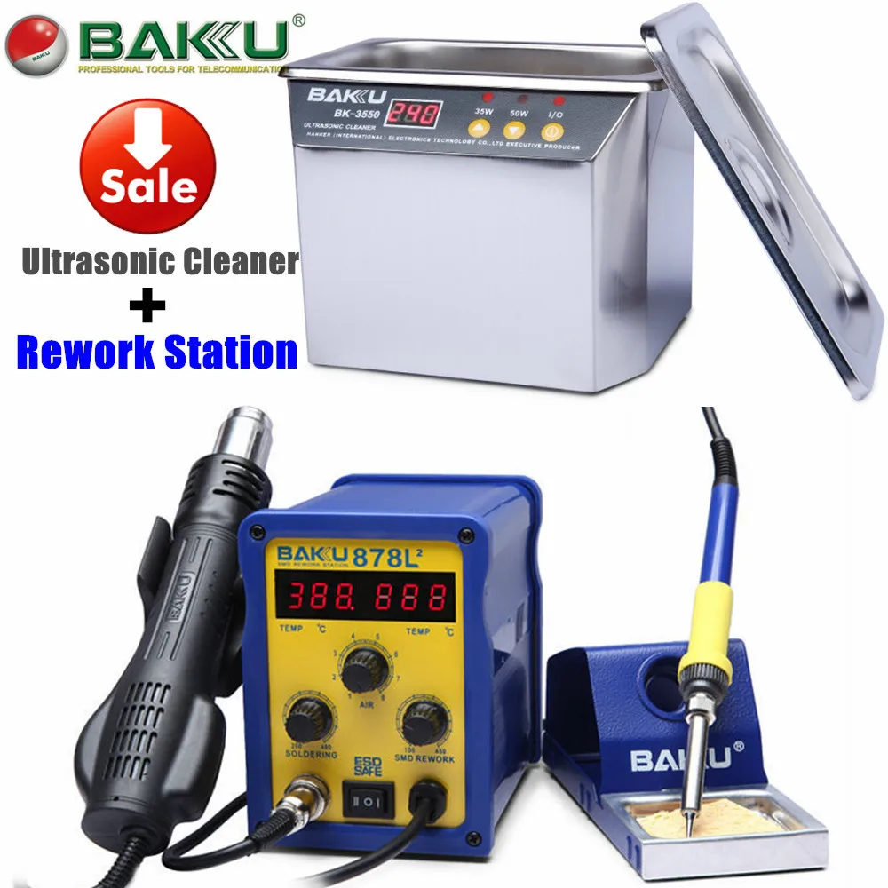 

SAVING ! BAKU Rework Station(BK-878L2) + Ultrasonic Cleaner(BK-3550)
