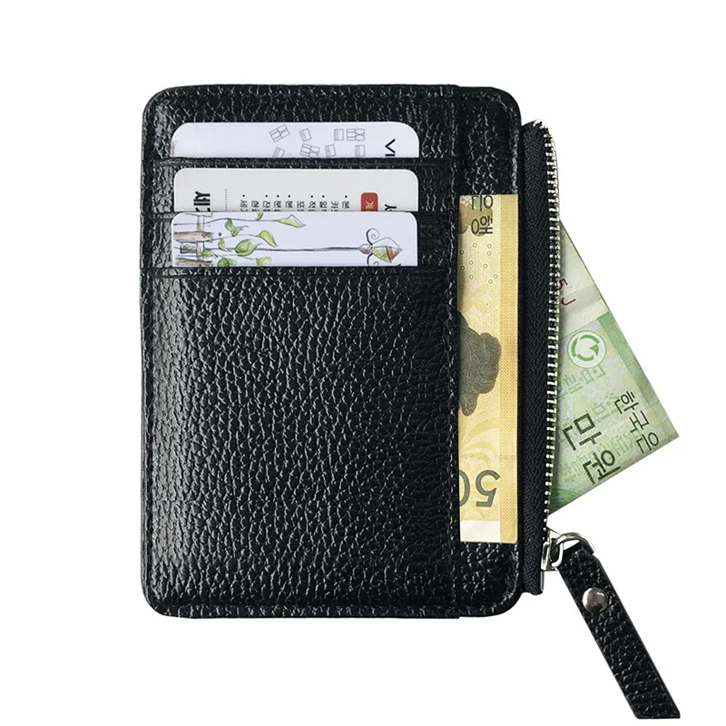 Мужской кошелек Одноцветный текстурированный PU на молнии Держатель для карт мини портмоне BS88