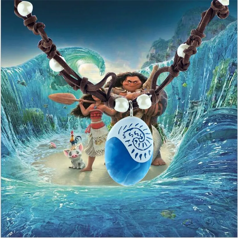 

New movie Moana princess zinc alloy necklace pendant chain rope style action figure oyuncak for kid party supply anime  gift