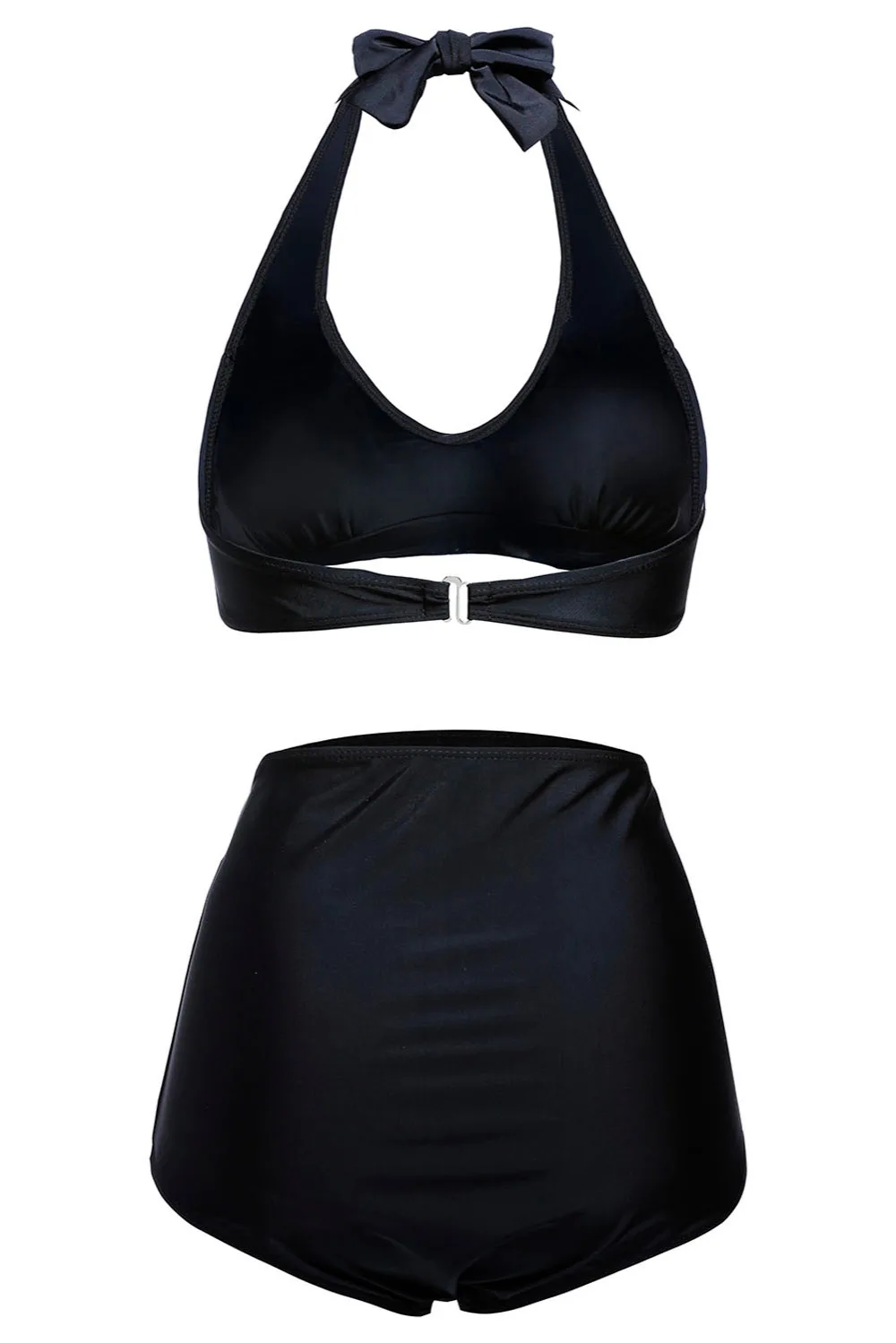 Solid-Black-Halter-Bikini-Swimsuit-LC41420-2-4