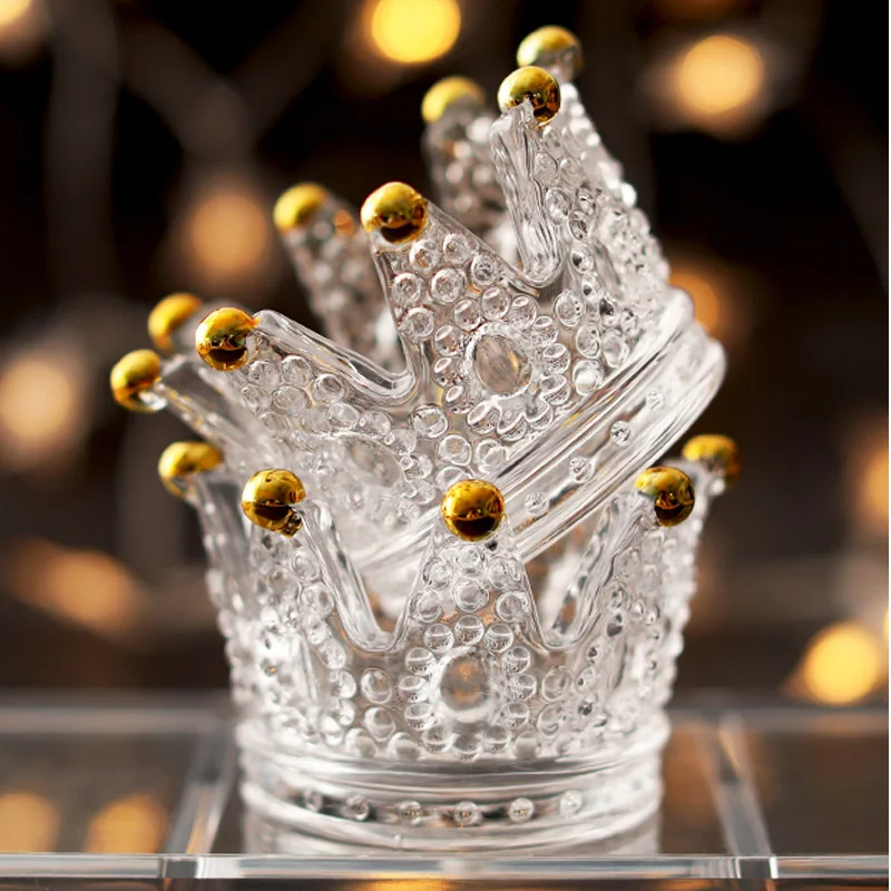 1pcs Creative glass crown candlestick embossed ring beauty egg tray put cosmetic egg shelf jewelry storage box