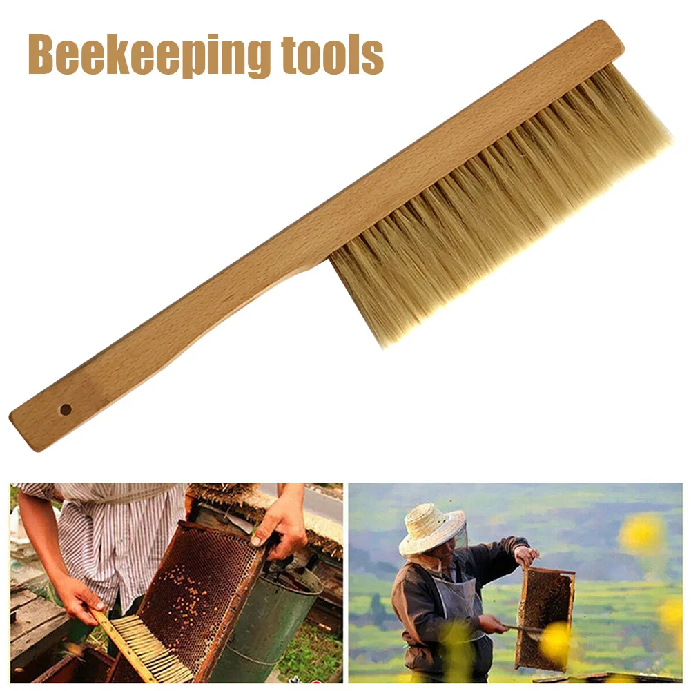 

Wood Bee Brush 3 Rows Soft Sturdy Bristle Wasp Brush Beekeeping Tool 2019ing