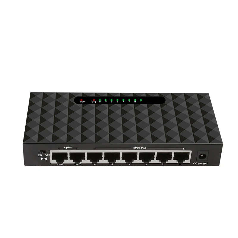 without poweradapter 8 портов SPOE коммутатор Ethernet с 90 вт адаптер питания для сети ip-камер или беспроводной AP/6 PoE сплиттер подходит для CCTV 250 м - Цвет: without poweradapter