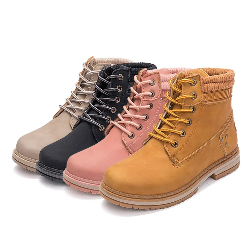 Ankle Snow shoes women boots lace up retro warm Ladies casual Round Toe sneakers Motorized Riding Hiking outdoor sports shoes