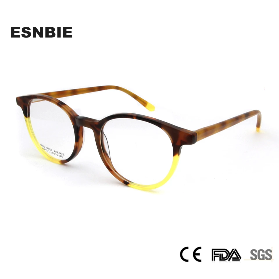 

ESNBIE Acetate Vintage Women Eyeglasses Frame Round Men Spectacle Frames Glasses Multi Color Eyes Glasses Optical Frames Man