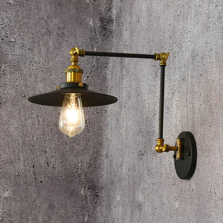 

E27 Vintage Industrial Wall Lamp Loft Creative Swing Arm Sconce Balcony Stair Porch Restaurant Bar Bedroom Wall Light Home Light